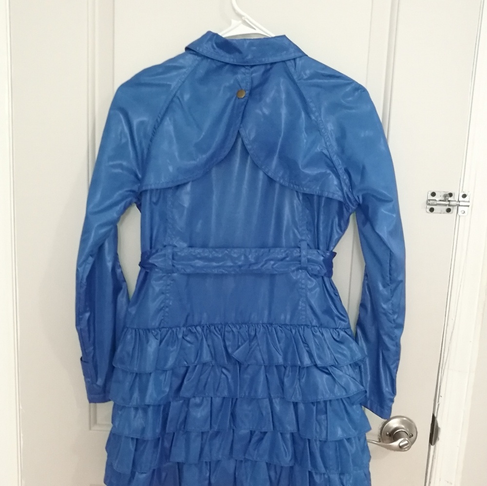 3 for $25 Blue ruffled rain jacket with belt small - Picture 3 of 5